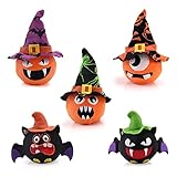 Gukasxi 5 Piezas Halloween Light Up Pumpkin Lantern Luces LED Calabaza Decorativa Atrezzo para Casa Embrujada Halloween Decoración Interior y Exterior