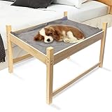 Bedside Cosleeper Pet Bed Wooden Cat Bassinet Bedside Sleeper Raised Human Pet Bed for Dog Cat (26 * 20 * 20IN)