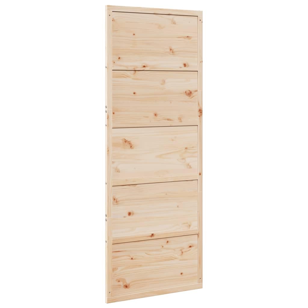 vidaXL Puerta de Granero Corredera en Madera Maciza de Pino 80x208 cm para Baño y Hogar
