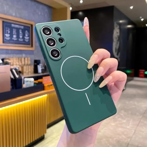 Étui Samsung S24 vert magnétique pour charge sans fil en voyage