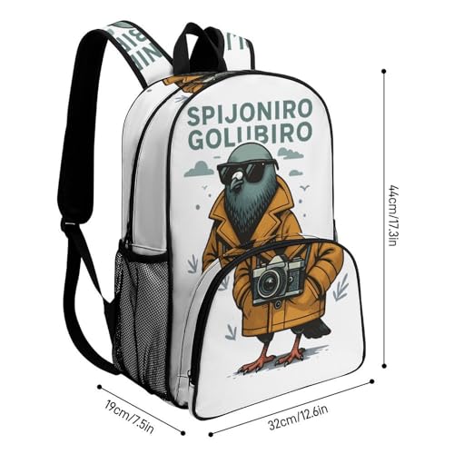 Spijoniro-Golliniro Merch Large Travel Backpack Italian-Brainrot Meme Waterproof Lightweight Daypack White 44x32x19cm2