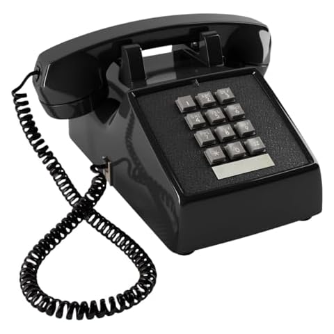 FVDPWYE Corded Telephone Desktop Ornament Home Decor Corded Retro Design Phone for Wedding Cafe, Black Cover