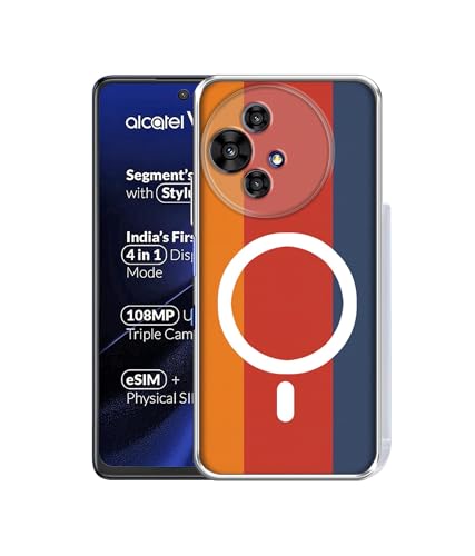 Image of Case Cover for Alcatel V3 Ultra 5G Triple Color Stripes Magnetic Ring Design (Not Magnetic Compatible) | UV Printed Soft TPU Shockproof Back Case for Alcatel V3 Ultra 5G