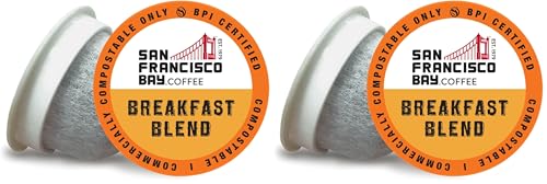 Image of San Francisco Bay Coffee OneCUP Breakfast Blend 12 Ct Medium Roast Compostable Coffee Pods, K Cup Compatible including Keurig 2.0 (Pack of 2)