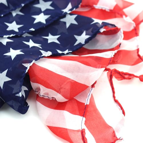 American Flag Patriotic Scarf Chiffon Red White Blue Us Flag Scarf Long 4th of July2