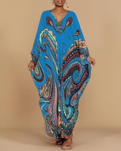 Image of Bsubseach Moo Moos for Women Batwing Sleeve Kaftan Dresses with Pockets