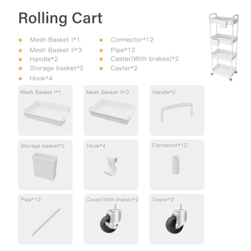 26% Off REBECAT 4-Tier Rolling Storage Cart - Image 5