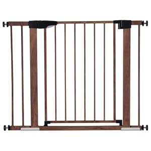 Babelio-Metal-Baby-Gate-with-Wood-Pattern-29-40-Easy-Install-Pressure-Mounted-Dog-Gate-No-Drilling-No-Tools-Required-Ideal-for-Stairs-and-Doorways-with-Wall-Protectors-and-Extenders Metal Baby Gate with Wood Pattern