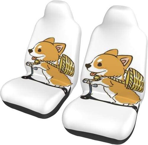 犬柄 2枚セット カーシートカバー 前席用 取付簡単 背面フルカバー ブラック 運転席 助手席 軽 防汚 気性 洗える 車用 シート カバー 軽自動車/普通車用 四季適用