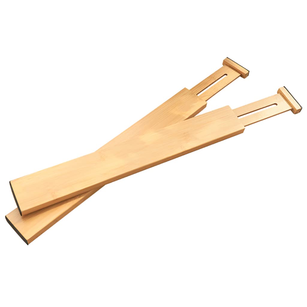 Générique Séparateurs de tiroir en Bambou Organiseur de tiroir de Cuisine réglable Séparateur rétractable à Ressort pour Cuisine, Commode, tiroirs de Chambre et Armoire, 4 pièces