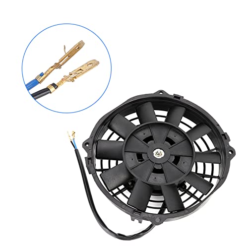 Ventola Sottile da 7 Pollici Ventola di Raffreddamento del Radiatore Elettrica Push Pull Thermo 12V con Kit di Montaggio Universale Nero