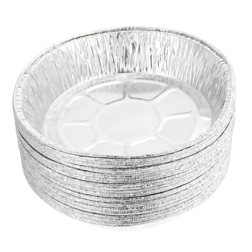 TOPPERFUN 50 Piezas Cajas de Aluminio para Barbacoa y Horno de Aire Recipientes Desechables Redondos Resistentes y Portátiles para Cocinar y Almacenar Alimentos