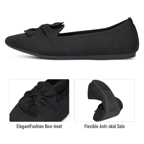 Image of Frank Mully Women's Casual Loafer Flats Slip On Loafer Shoes Comfortable Knit Flat Shoes Classics Pointy Toe Loafer Flats,for Work,Travel