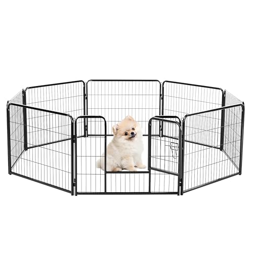 Simple Deluxe Dog Playpen Outdoor Indoor, 24 Inch 8 Panels Dog Fence for Small Dogs Puppy, Perfect Dog Pen for Camping, Yard, RV, Garden Fence, Black