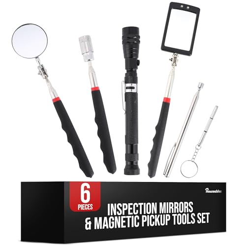 Houseables Telescoping Magnetic Pickup Tool, Inspection Mirror...