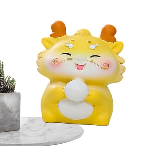 Whnbuij Piccole figure di drago, piccola statua di drago | Statua in resina in miniatura, carine figure da scrivania del fumetto,Figura di Capodanno del drago, figurine carine,