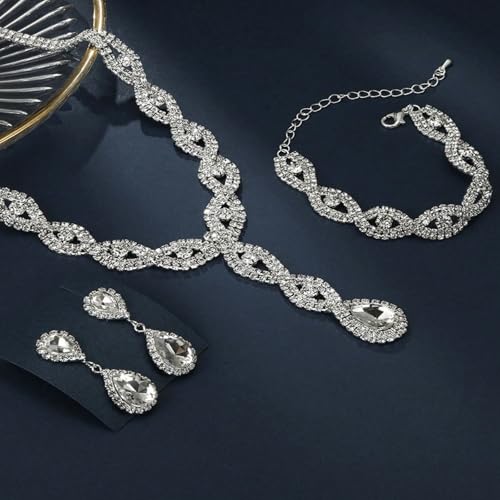 Pulseras conjuntos de joyas mujer con pendientes de gota de agua y collares 4