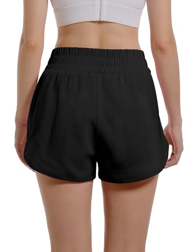 Buauty Womens Athletic Running Shorts with Zipper Pocket Workout Gym High Waisted Quick Dry Hiking Shorts with mesh Liner3