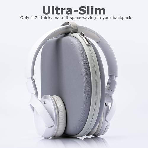 Image of Ginsco Headphone Case Compatible with JBL Tune 510BT /520BT /500BT /Junior 320, with Sony WH-CH520 /510, Ultra-Slim Hard Shell Waterproof Headphone Case for On Ear Headphones (Gray White)