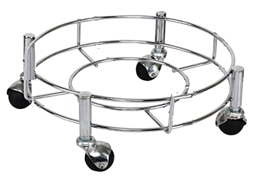 Image of Heavy Stainless Steel Gas Cylinder Trolley with Wheel | Gas Trolly | Lpg Cylinder Stand | Gas Trolly Wheel |Cylinder Trolley with Wheels | Gas Cylinder Trolley (Silver Black, 1)