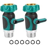 QWORK Garden Hose Shut Off Valve, Leakproof, Set of 2, Rustproof Flow Control Valve Fits ¾" Hoses