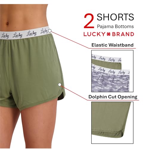 Image of Lucky Brand Women's Pajama Bottoms - Ultra-Soft 2 Pack Sleep and Lounge Sweat Shorts, Cortos de Pijama para Mujer