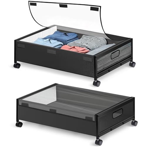 EXQUISITEX 2-Pack Rolling Underbed Drawers