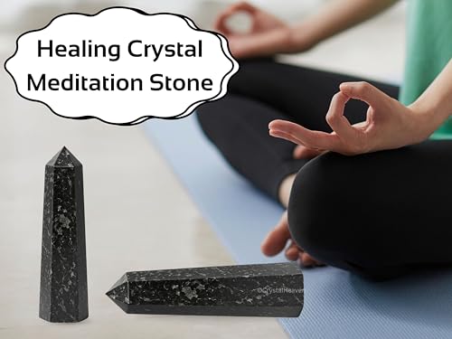 Image of Certified Nuummite Crystal Tower Obelisk Point for Chakra, Healing and Balancing - AAA Grade Original Certified Gemstone Agate for Reiki Meditation Yoga Spiritual (3-4 Inches)