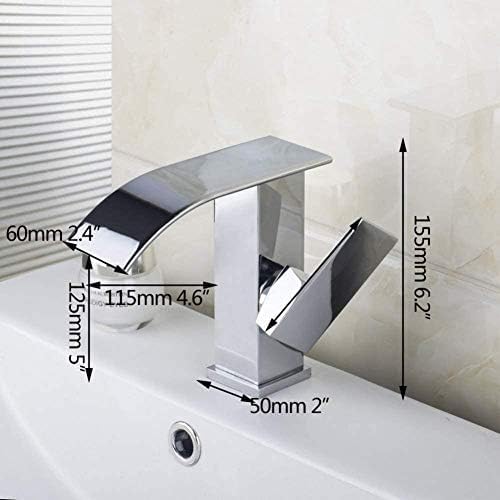 Mitigeur de salle de bain cascade en laiton chromé poli à tête plate