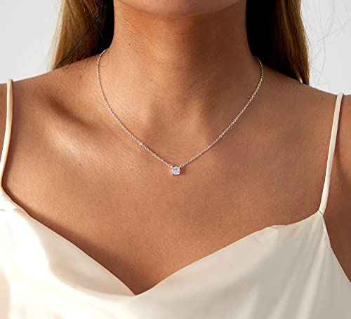Tasiso Silver Necklaces For Women, Dainty Diamond Necklace 14K Silver Plated Prom Necklace Simple Cz Choker Necklaces For Women Trendy Everyday Jewelry Gifts For Girls #TOP1