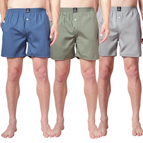 Image of Urban Scottish Men's 100% Cotton Solid Boxers Shorts with Side Pockets (Pack of 3)