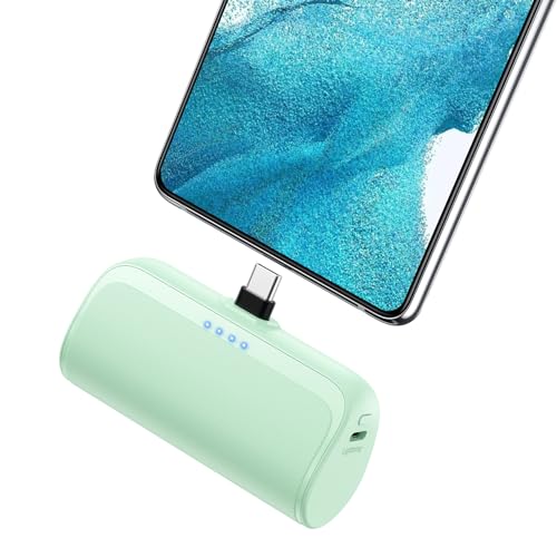 Mini Portable Charger 5200mAh,PD Fast Charging USB C Power Bank,Portable Phone Charger for Android,Ultra-Compact Plug in Battery Pack Compatible with Samsung Galaxy S22,Pixel,Warm White (Type-C Only)