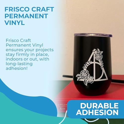 Frisco Craft Glossy White Permanent Vinyl - White Vinyl Roll - Permanent Outdoor, Water & Weather-Resistant with Siliconized Backing - Adhesive, Glossy (12" x 30ft)