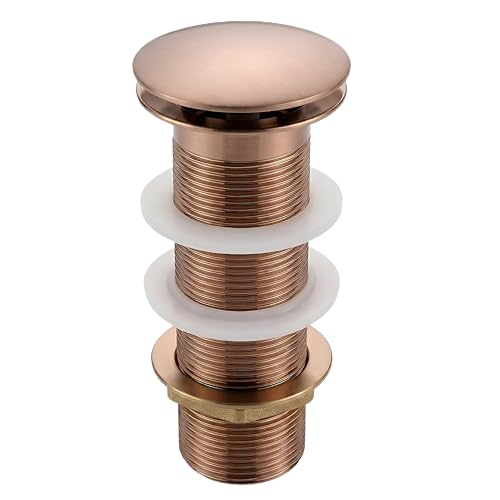 Image of BASSINO Premium 6 Inch Brass Waste Coupling /Washbasin Drainer /Rust-Proof Pop-Up for Basin /Drain Stopper for Tabletop, Wall-Mount & Pedestal Wash Basins(Brushed-Rose Gold)