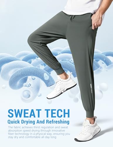 Image of Venzina Men's Quick-Dry 4-Way Stretch Joggers Tapered Fitness Pants with Ankle Cuff for Workout, Gym, Running &Casual Wear