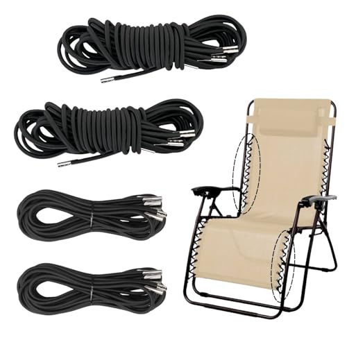 EVBOTGEE Câble élastique pour Chaise Longue 4 pièces, 2x2,2 m + 2x1,4 m, Cordon élastique avec élastique, Noir, pour Chaise Relax et Chaise zéro...