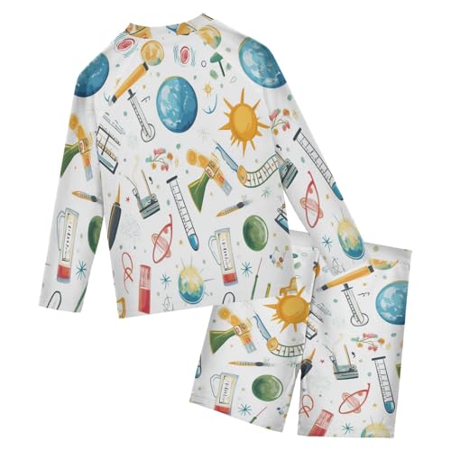 Chemistry Physical Science Boys Swimsuit Rash Guard Toddler Kids Long Sleeve Swim Shirt and Trunks Swimwear Set 3-10Y2