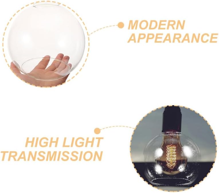 PRETYZOOM Clear Glass Globe Pendant Light Shade Dual Opening Chandelier Replacement Cover for Wall Sconces Easy Access High Light Transmission Diameter