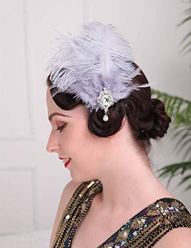Aimimier 1920S Great Gatsby Headpiece Flapper Feather Hair Clip Crystal Teardop Roaring 20S Accessories Prom Party Festival Gatsby Hair Jewelry For Women And Girls #TOP30
