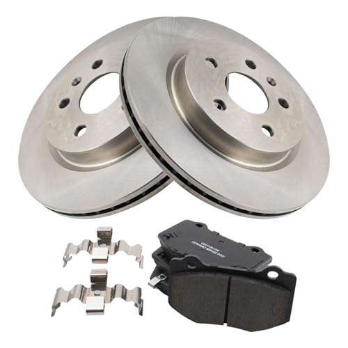Image of TRQ Rear Brake Pad and Rotor Set Ceramic Rotors Compatible with 2016-2020 Chevrolet Camaro