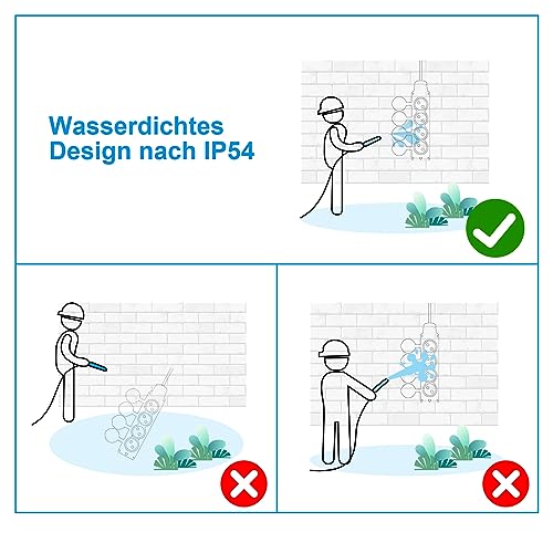 HITRENDS 4 Fach Steckdosenverteiler, 2 Stücke Außensteckdose Wasserdicht IP54, Schutzkontaktsteckdosen mit Klappdeckeln, Mehrfachsteckdose für außen, 230V/16A max. 3500W, Aussensteckdose, Schwarz 4