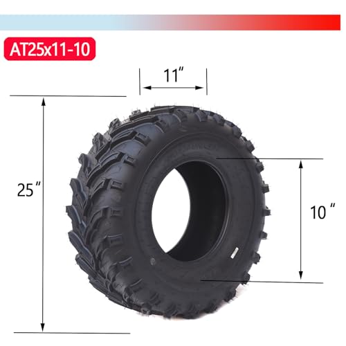 VroomSteel 25x11-10 ATV/UTV Tires - All-Terrain, Off-Road, Mud/Trail Tires (Tubeless, Set of 2) - Thumbnail 4
