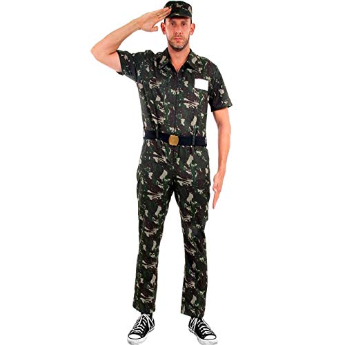 Fantasia de Soldado Militar Exército de Luxo Com Quepe Adulto Masculino M 42-44