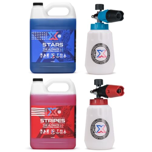 Chem-X: Stars and Stripes Ultimate Touch Free Vehicle Wash Chrome Foam Cannon Kit (1 Gallon Stars + 1 Gallon Stripes)