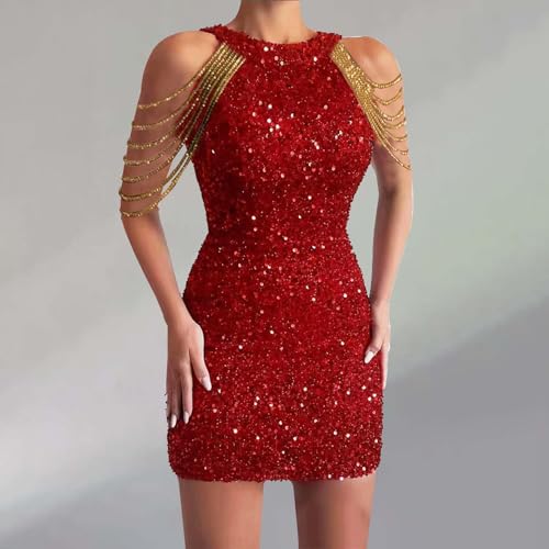 Vestido de cóctel de lentejuelas para mujer un traje mini de noche tipo lápiz 3