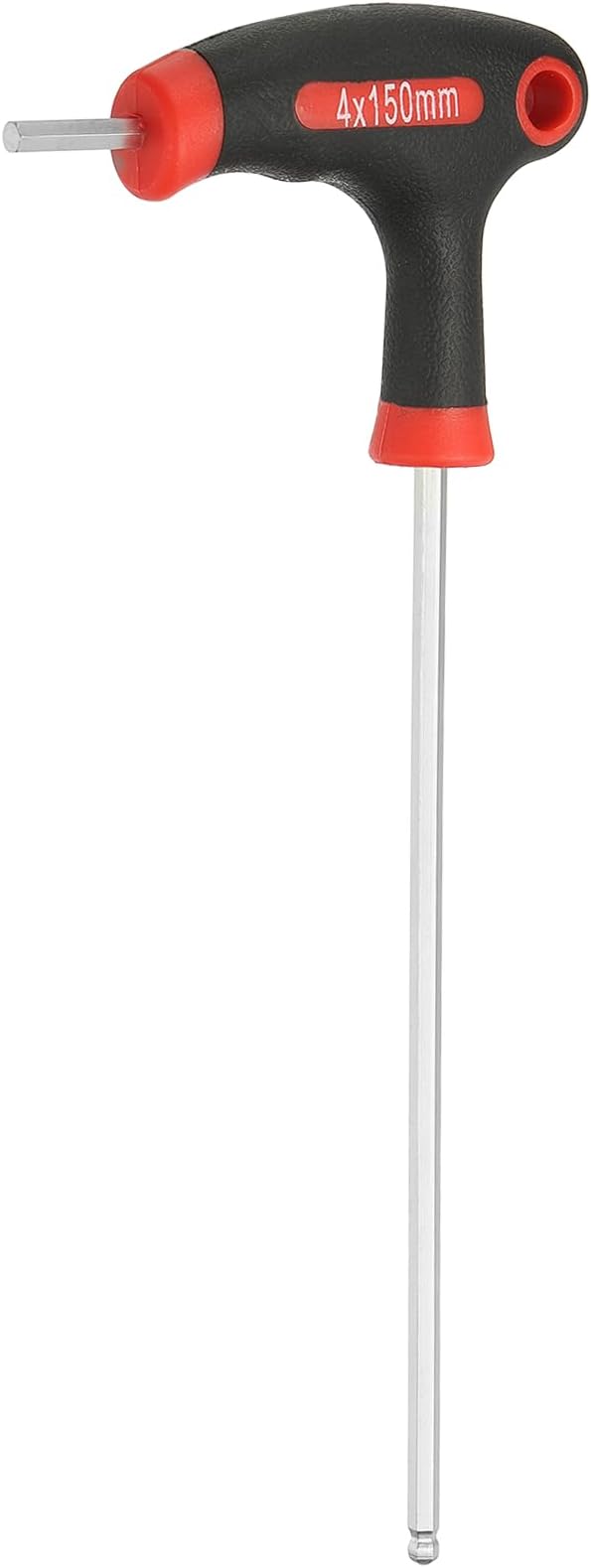 sourcing map T-Handle Ball End Hex Key Wrench 4mm Metric 205mm Length Extra Long Arm Cr-V T-Key Inner Hexagon Wrenches Spanner Repair Tools for Automotive Household Maintenance, Red Black