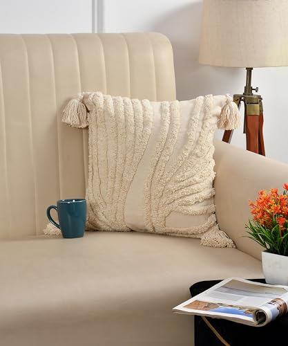 Image of Sofa Cushion Cover Cotton | Cushion Covers 16 inch x 16 inch | Living Room Cushion Covers | Pack of 1 Natural