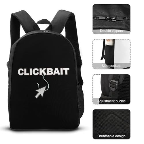 Click Bait Classic Backpack Lunch Bag Pencil Case 3 Piece Set Travel Daypack3