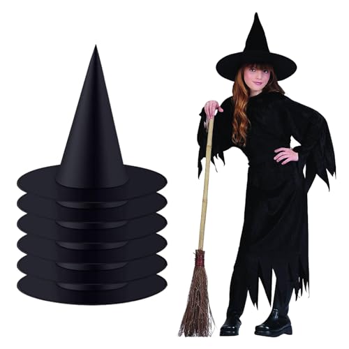Sombrero de Bruja,Sombrero de Mago,Sombreros de Bruja Halloween,6 Piezas Sombrero de Mago Plegable,Sombrero de Mago de Halloween,Sombreros de Fiesta de Halloween,Fiestas de Halloween Y Carnaval