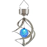 StillCool Solar Wind Chime LED Colour Changing Hanging Wind Light Waterproof Spiral Spinner Lamp for Garden Yard Lawn Balcony Porch